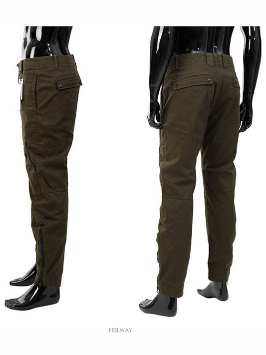Men's Lens Satin Zipper Straight Pants Khaki - CP COMPANY - BALAAN 2