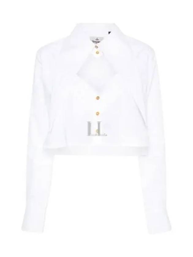 ORB Logo Embroidery Heart Cut-Off Crop Shirt White - VIVIENNE WESTWOOD - BALAAN 2