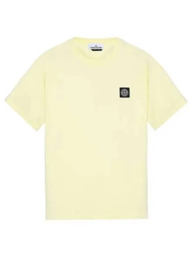 Logo Patch Short Sleeve T-Shirt Yellow - STONE ISLAND - BALAAN 2