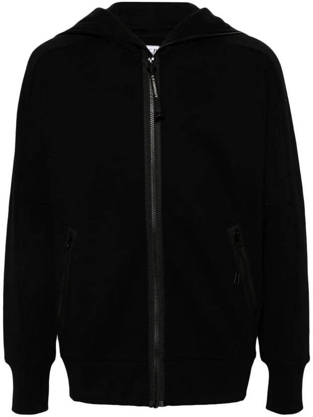 Diagonal Raised Fleece Explorer Zip-Up Hoodie Black - CP COMPANY - BALAAN 1