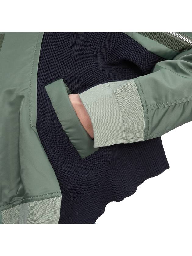 Nylon Twill Knit Bomber Jacket Green - SACAI - BALAAN 11