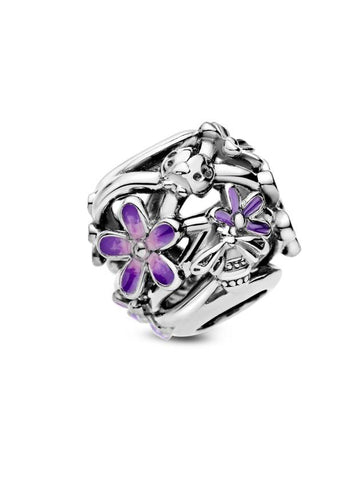 Open Work Purple Daisy Bracelet Charm Silver - PANDORA - BALAAN 1