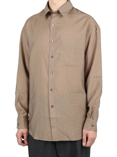 Men's Check Long Sleeve Shirt Cappuccino - LEMAIRE - BALAAN 2