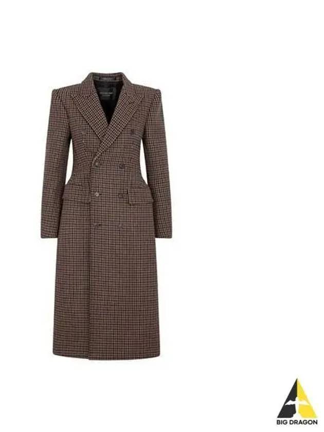 Women s Capote Hounds Check Long Coat Brown 725263 TNU15 - BALENCIAGA - BALAAN 1