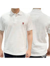 Men's Heart Logo Polo Shirt White - AMI - BALAAN 2