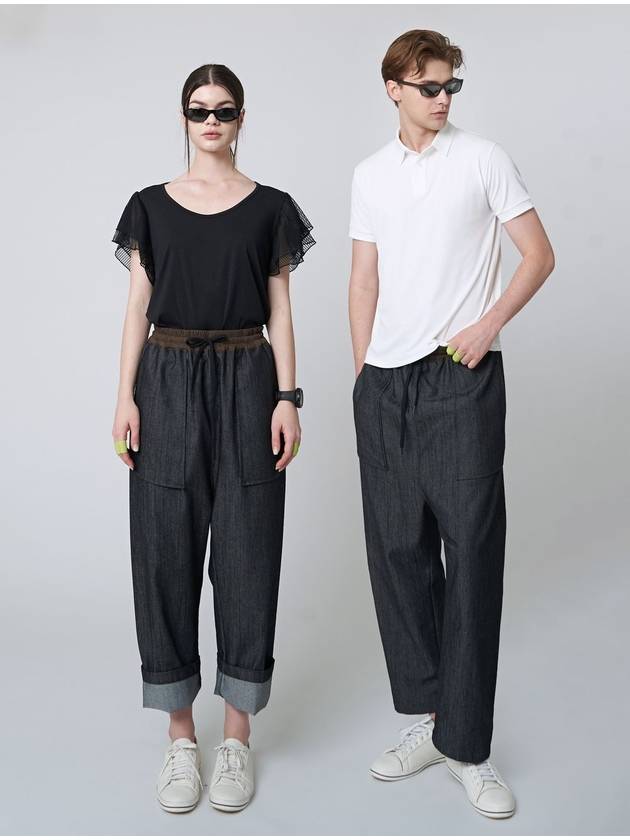 Denim Crop BaGGy Pants Black - ATHPLATFORM - BALAAN 2