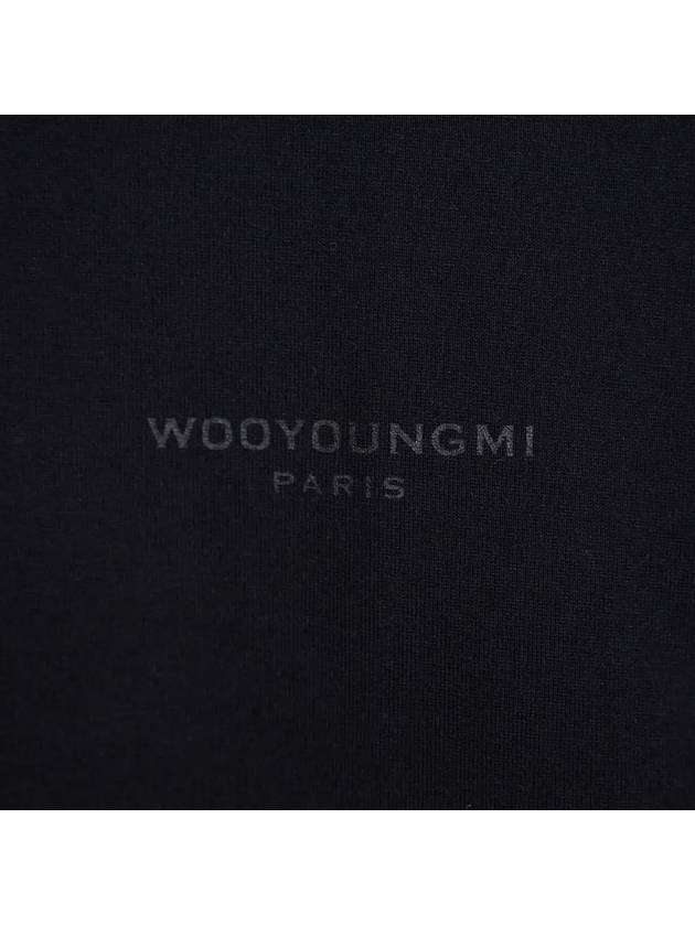 Leather Patch Round Short Sleeve T-Shirt Black - WOOYOUNGMI - BALAAN 5