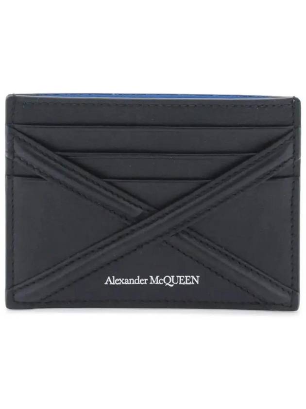 Harness Logo Print Calfskin Card Wallet Black - ALEXANDER MCQUEEN - BALAAN 3