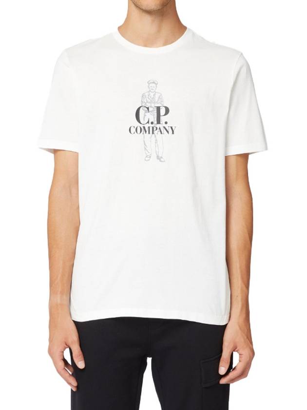 Logo Print Short Sleeve T-Shirt White - CP COMPANY - BALAAN 3