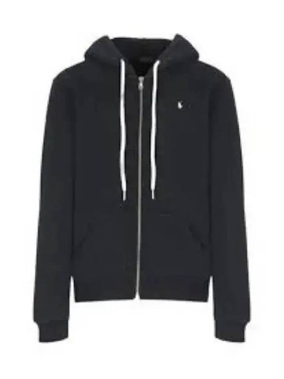 Embroidered Pony Logo Fleece Zip Up Hoodie Black - POLO RALPH LAUREN - BALAAN 2