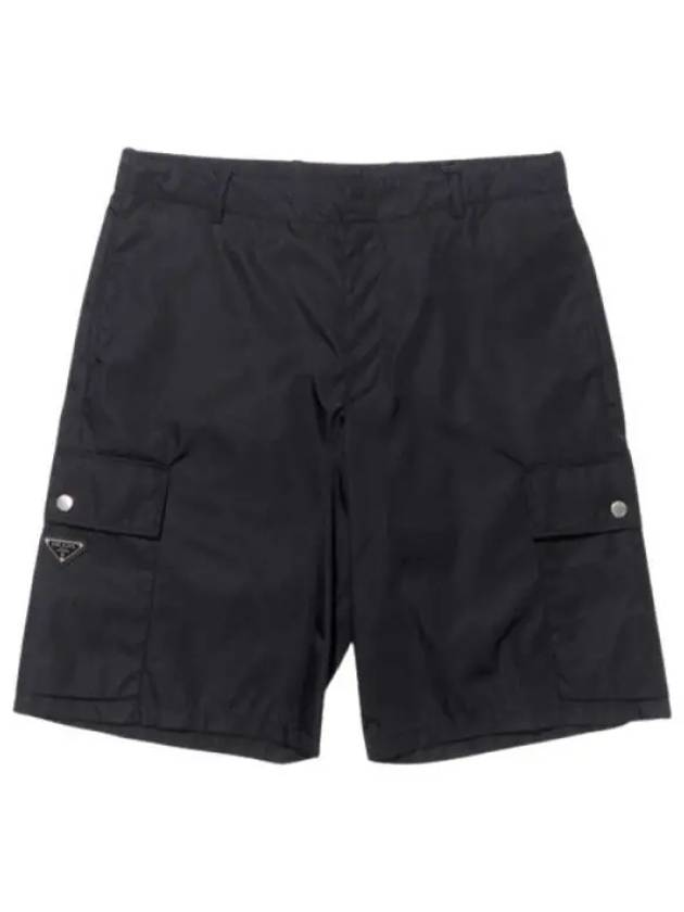 Triangular Logo Re-Nylon Bermuda Cargo Shorts Black - PRADA - BALAAN 2