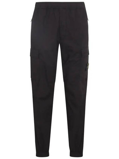 Stretch Cotton Tela Paracadute Cargo Straight Pants Black - STONE ISLAND - BALAAN 2