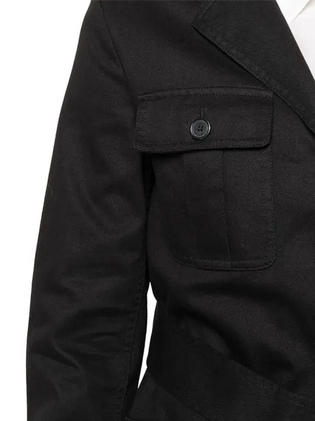 Safari Cotton Gabardine Linen Jacket Black - SAINT LAURENT - BALAAN 6