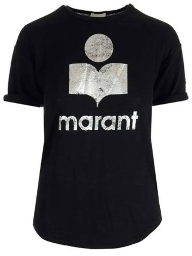 Koldi Linen Short Sleeve T-Shirt Black - ISABEL MARANT ETOILE - BALAAN 1