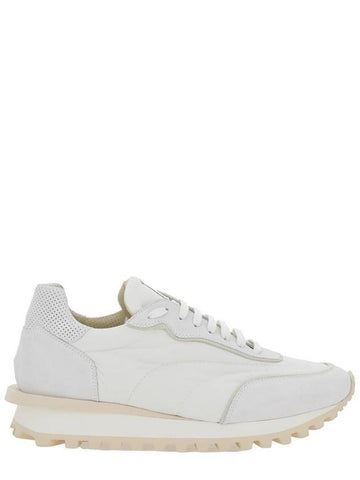 White Sneakers With Logo On The Tongue In Suede And Tech Fabric Blend Man - ELEVENTY MILANO - BALAAN 1