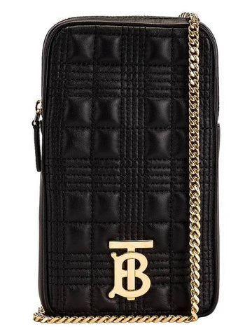 Chain Strap Quilted Lambskin Lola Pouch Bag Black - BURBERRY - BALAAN.