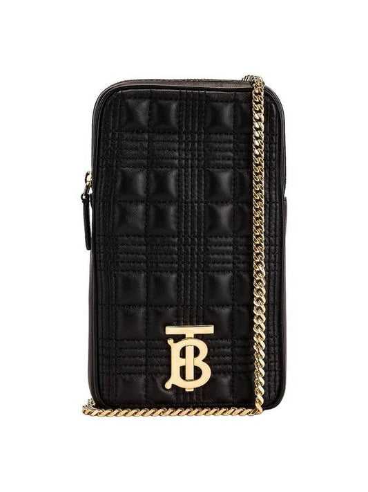 Chain Strap Quilted Lambskin Lola Pouch Bag Black - BURBERRY - BALAAN.