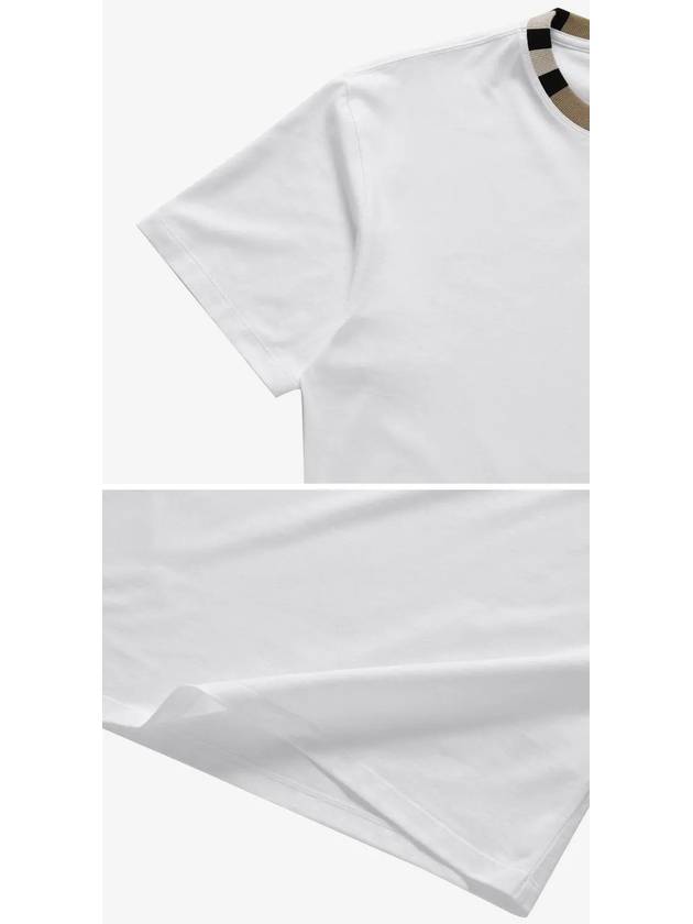 Men's Striped Neck Short Sleeve T-Shirt White - BURBERRY - BALAAN 4