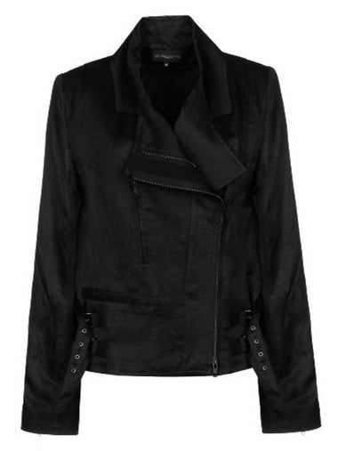 silk black biker jacket - ANN DEMEULEMEESTER - BALAAN 1