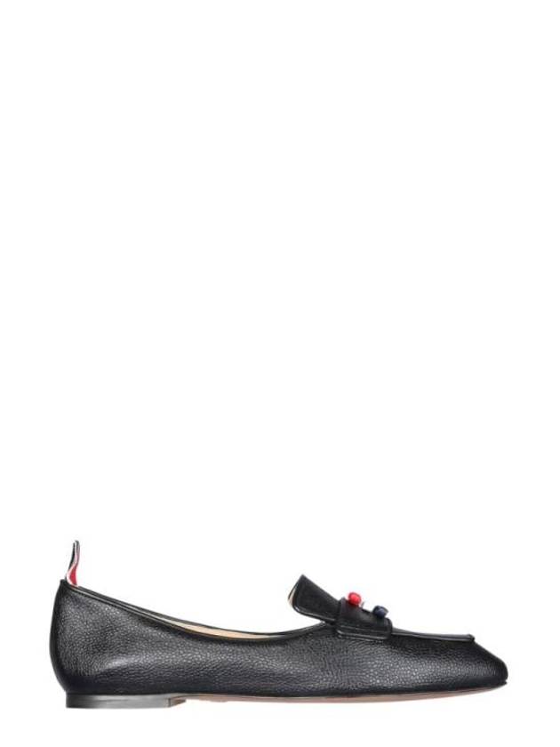 Women's Pebble Grain Leather Flexible Leather Sole 3 Bow Loafer Black - THOM BROWNE - BALAAN 4