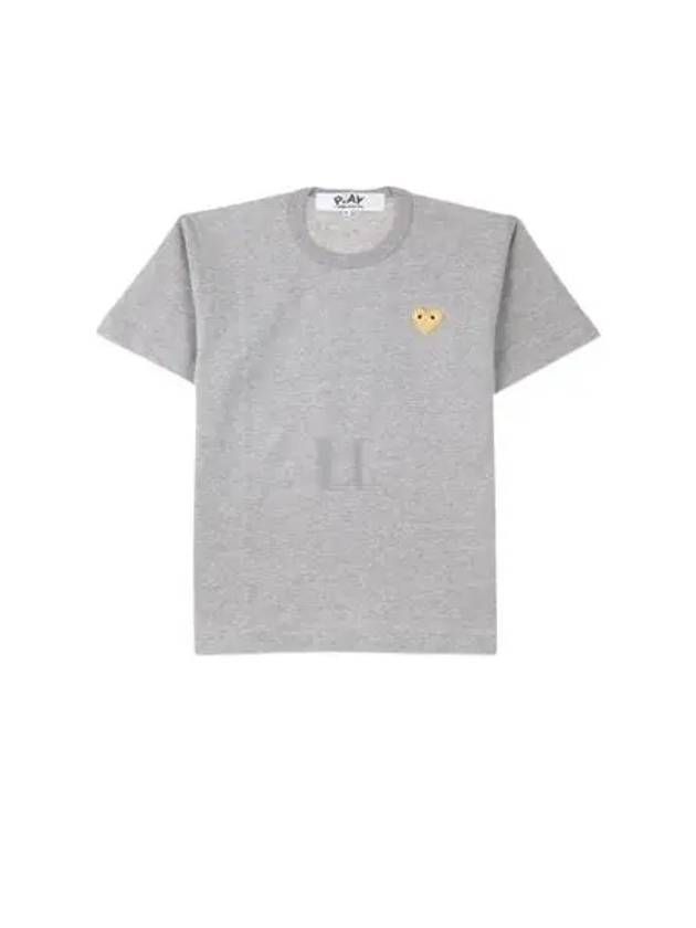 Gold Heart Wappen Short Sleeve T-Shirt Grey - COMME DES GARCONS PLAY - BALAAN 2