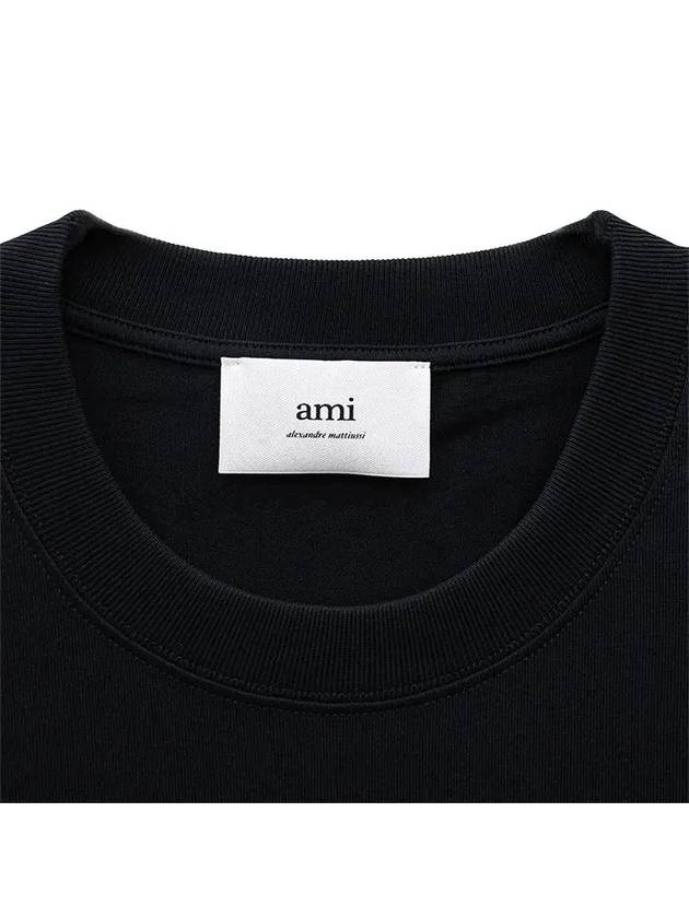 Small Heart Logo Short Sleeve T-Shirt Black - AMI - BALAAN 4