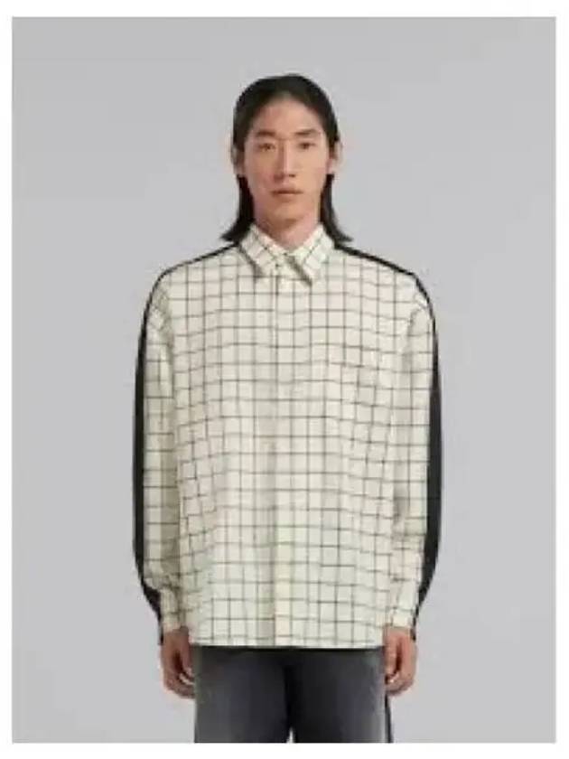 Grid Pattern Panel Long Sleeve Shirt White - MARNI - BALAAN 2