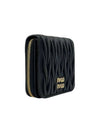 Matelasse Logo Zip Around Half Wallet Black - MIU MIU - BALAAN 4