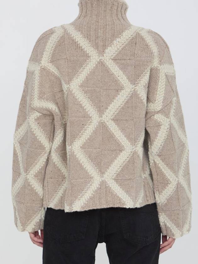 Argyle Intarsia Wool Turtleneck Desert Mel - BOTTEGA VENETA - BALAAN 5