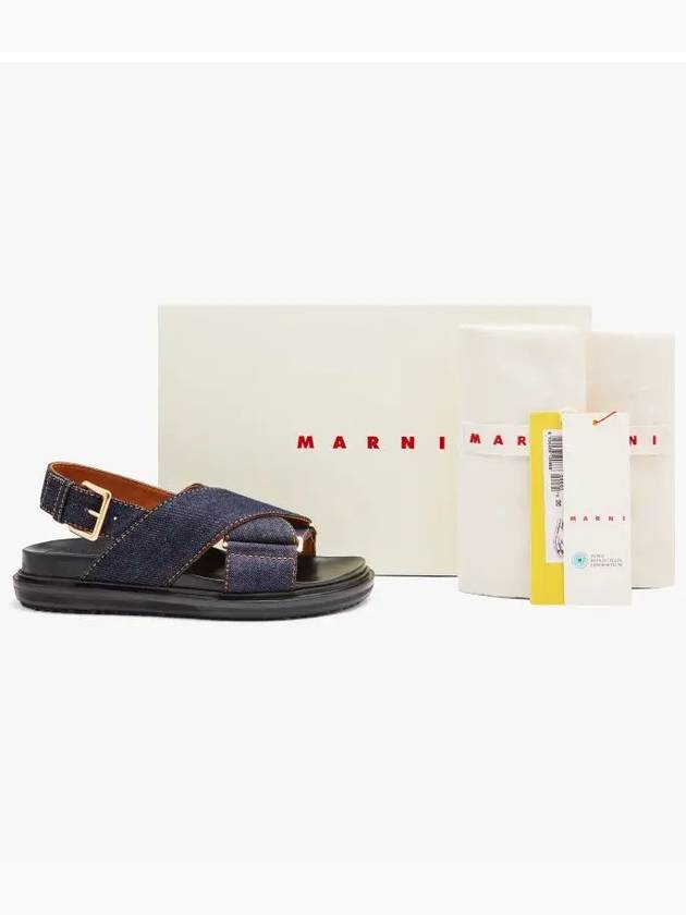 Fussbet Buckle Denim Sandals Navy - MARNI - BALAAN 5