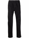 Men's Lens Wappen Pocket Banding Cargo Straight Pants Black - CP COMPANY - BALAAN.