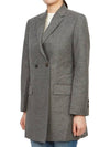 Women's Flannel Sports Wool Double Coat Medium Grey - THOM BROWNE - BALAAN 3