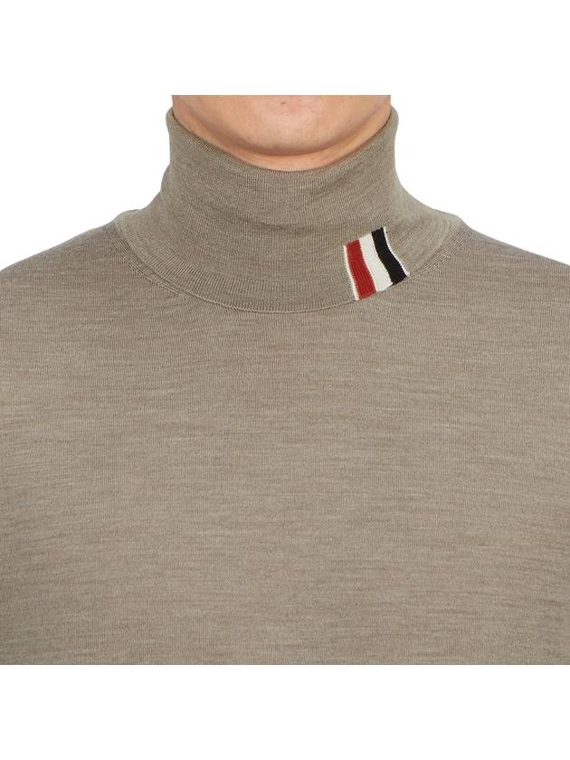 Striped Fine Merino Jersey Turtleneck Medium Brown - THOM BROWNE - BALAAN 7