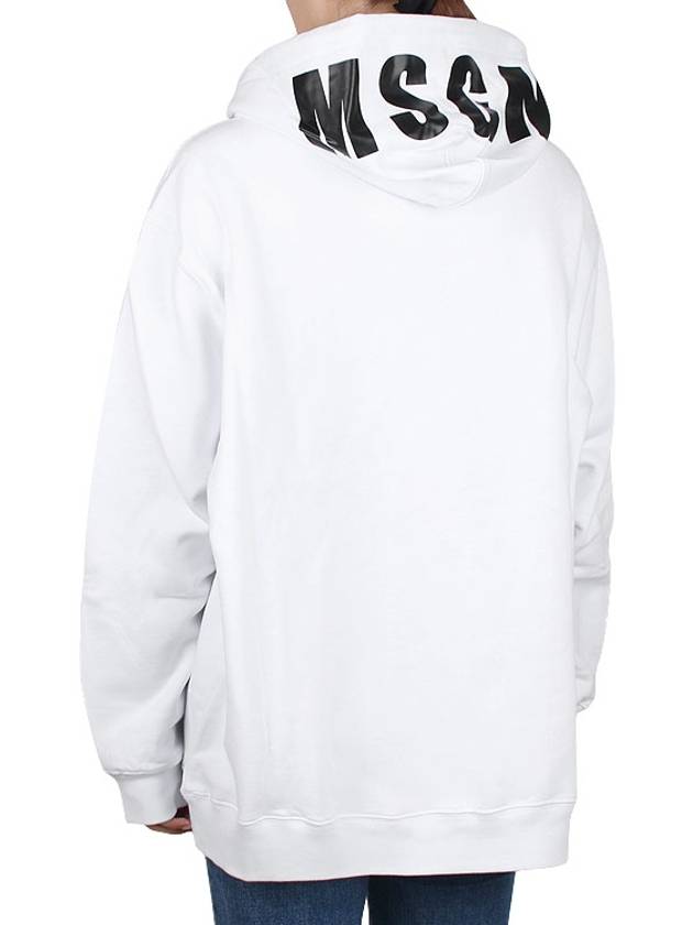 Maxi Logo Print Overfit Cotton Hoodie White - MSGM - BALAAN 5