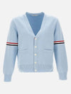 Milano Stitch Sprite Armband Cotton V-neck Cardigan Light Blue - THOM BROWNE - BALAAN 3