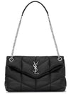 Puffer Quilted Lambskin Small Chain Shoulder Bag Black - SAINT LAURENT - BALAAN 2