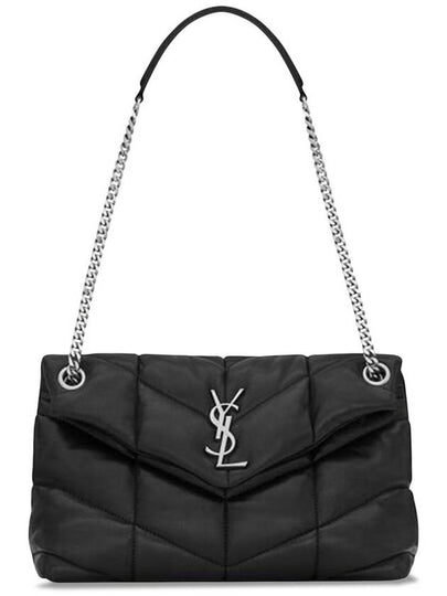 Puffer Quilted Lambskin Small Chain Shoulder Bag Black - SAINT LAURENT - BALAAN 2