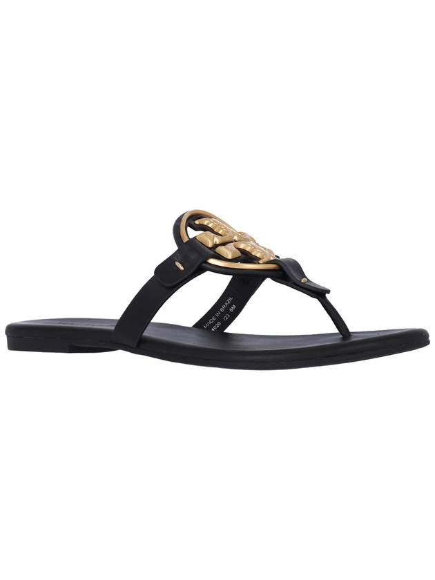 Women's Metal Miller Soft Flip Flops Black - TORY BURCH - BALAAN 3