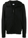 Diagonal Fleece Zip-Up Hoodie Black - CP COMPANY - BALAAN 1