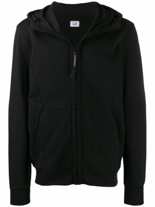 Diagonal Fleece Hooded Zip-Up Black - CP COMPANY - BALAAN 1