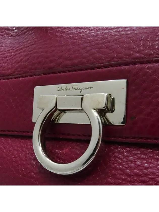 Ferragamo 21 A896 Burgundy Wine Color Leather Sofia Silver Gancino Buckle Tote Bag Shoulder Strap 2WAY - SALVATORE FERRAGAMO - BALAAN 5