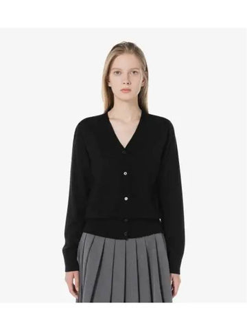 Women s V neck soft wool cardigan black - LACOSTE - BALAAN 1