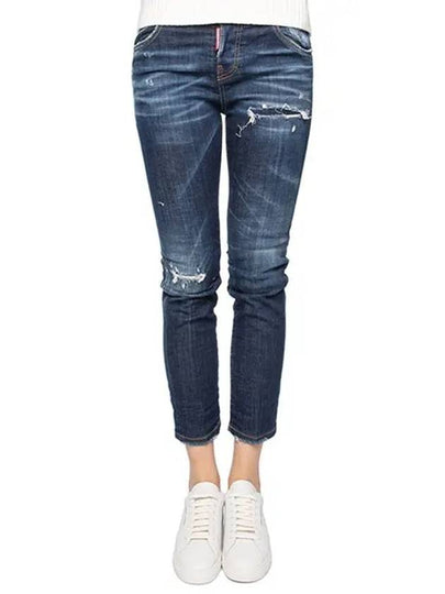 Blue Washed Cool Girl Crop Jeans S75LB0630 - DSQUARED2 - BALAAN 2