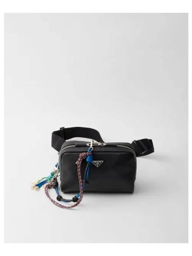 Leather shoulder bag with charm accessories black 315089 - PRADA - BALAAN 1