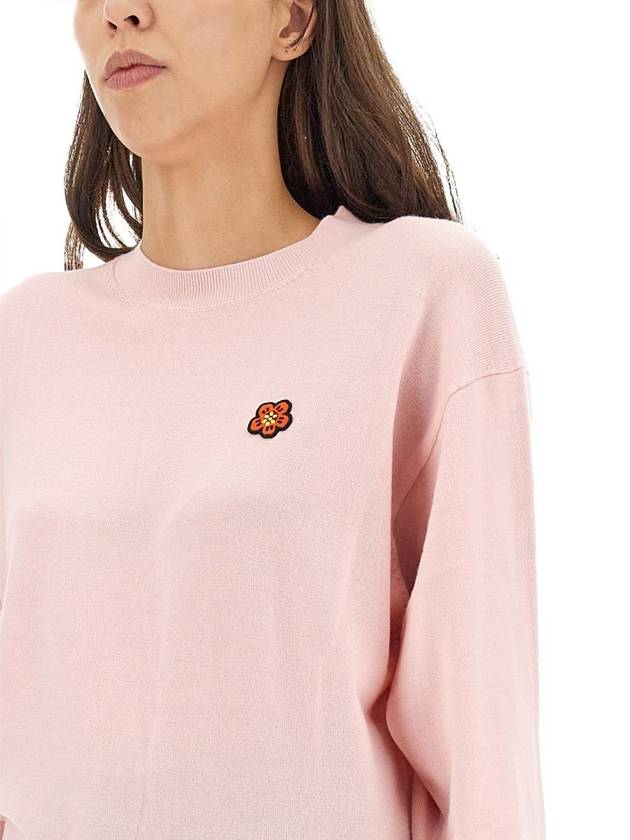 Boke Flower Logo Wool Knit Top Pink - KENZO - BALAAN 5