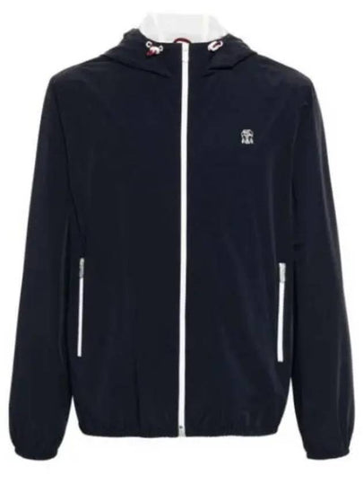 Embroidered Logo Zip-up Hoodie Navy - BRUNELLO CUCINELLI - BALAAN 2