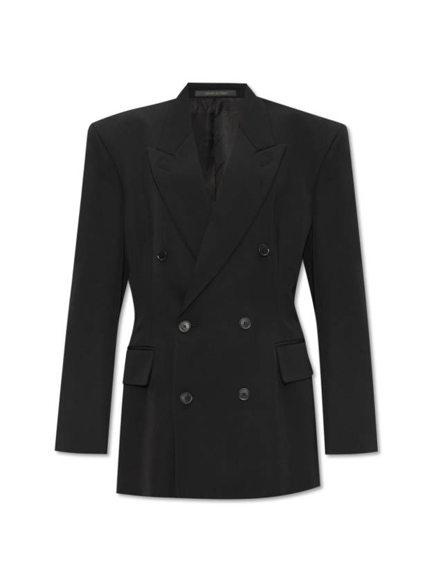 Cinched Double Breasted Wool Jacket Black - BALENCIAGA - BALAAN 2