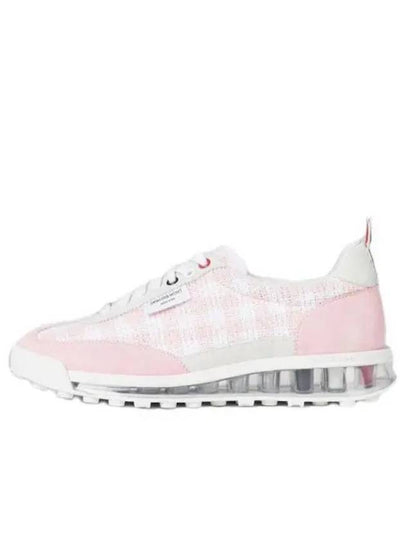 Gingham Boucle Clear Sole Tech Runner Low Top Sneakers Light Pink - THOM BROWNE - BALAAN 2