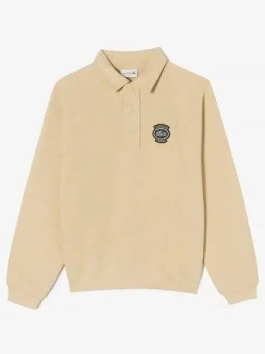 Men s badge match half zip polo type sweatshirt beige 1285978 - LACOSTE - BALAAN 1