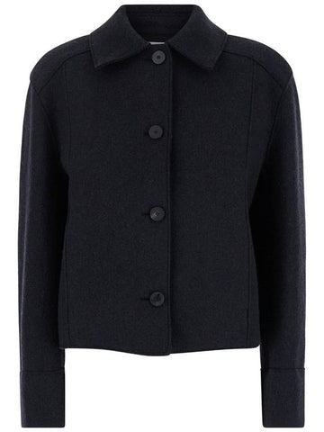 Black Jacket With Classic Collar In Wool Woman - HARRIS WHARF LONDON - BALAAN 1